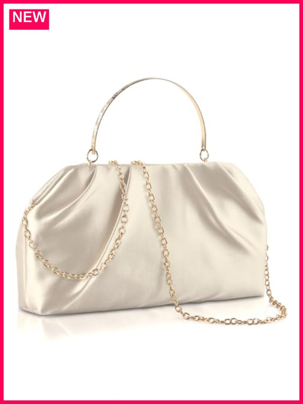 Elegant Pleated Evening Clutch Purse with Detachable Chain Straps - Satin